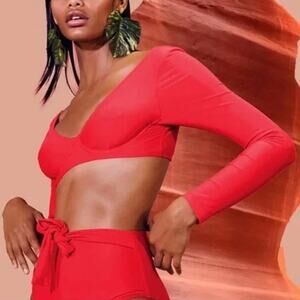 Andrea Iyamah Maven Bikini Top & Bikini Bottom Set Red Women's XXL Beach Swim